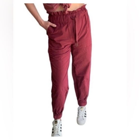 Urban Outfitters Basket Waist Velcro bottom hems Size Small Women's Red Joggers - Picture 1 of 7